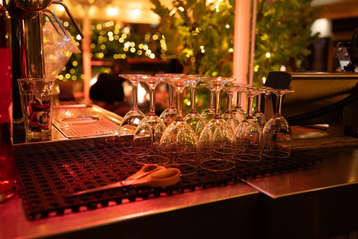 Warm light along the bar counter at The Local Table